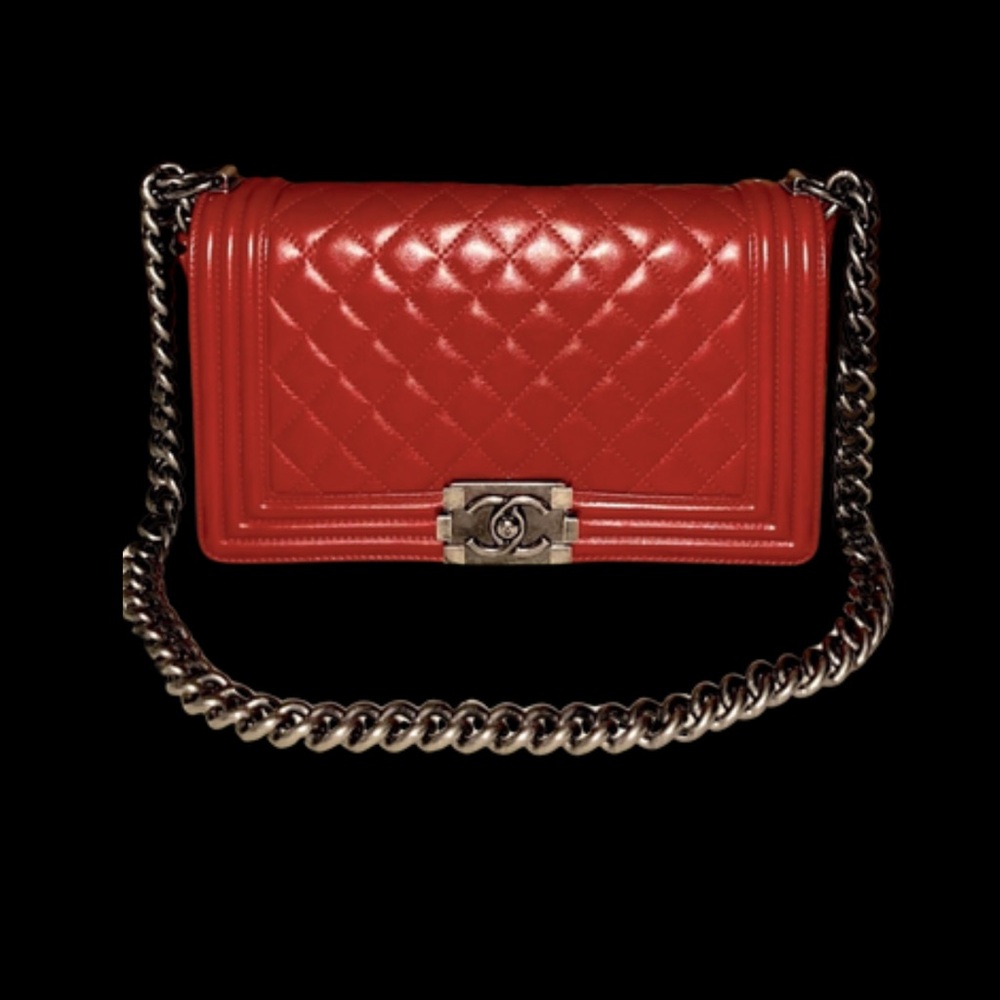 Chanel Medium Old Boy Quilted Caviar Leather Shoulder Bag Dust Bag Included